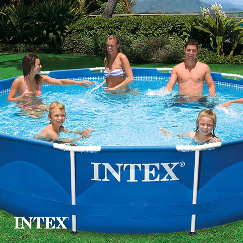 Intex 12' x 30" Metal Frame Above Ground Swimming Pool with Filter and Cover
