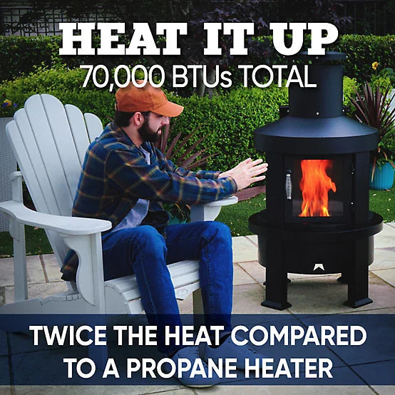 Even Embers Pellet Chiminea, 100 sq. ft., 70,000 BTU