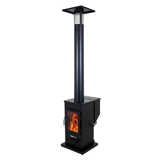 Even Embers Pellet-Fueled Patio Heater with 1 Glass Panel, 100 sq. ft., 70,000 BTU
