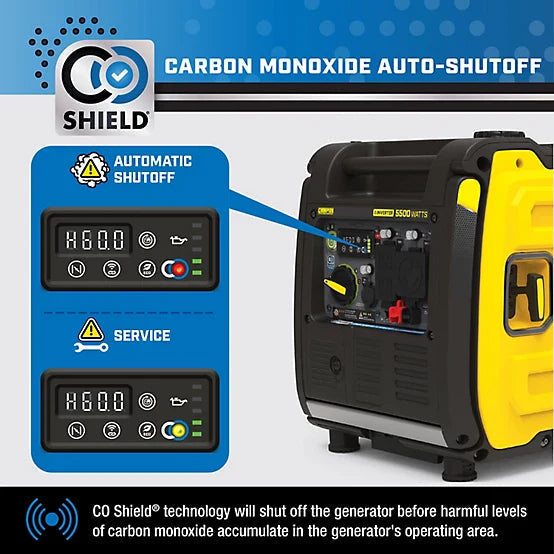 New!Champion Power Equipment 5500Watt Wireless Remote Start RV Ready Portable Inverter Generator with Quiet Technology & CO Shield