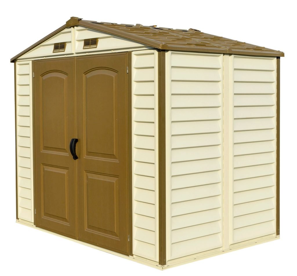 DuraMax 8ft x 6ft Storeall Vinyl Shed with Foundation Kit and window