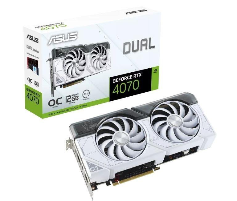 Asus NVIDIA GeForce RTX 4070 12 GB GDDR6X 192 bit PCIE 4.0 16x 1xHDMI 3xDisplayPort DUAL-RTX4070-O12G-WHITE