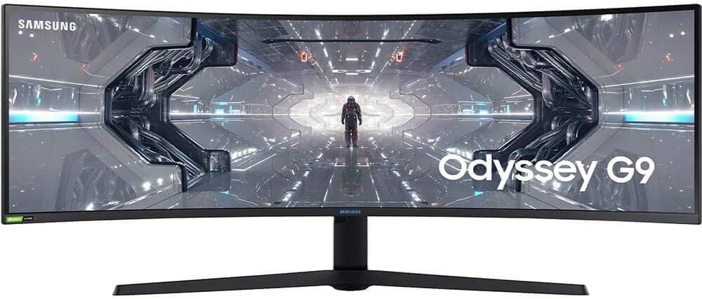 SAMSUNG 49” Odyssey G9 Gaming Monitor, 1000R Curved Screen, QLED, Dual QHD Display, 240Hz, NVIDIA G-SYNC and FreeSync Premium Pro, LC49G95TSSNXZA, Black