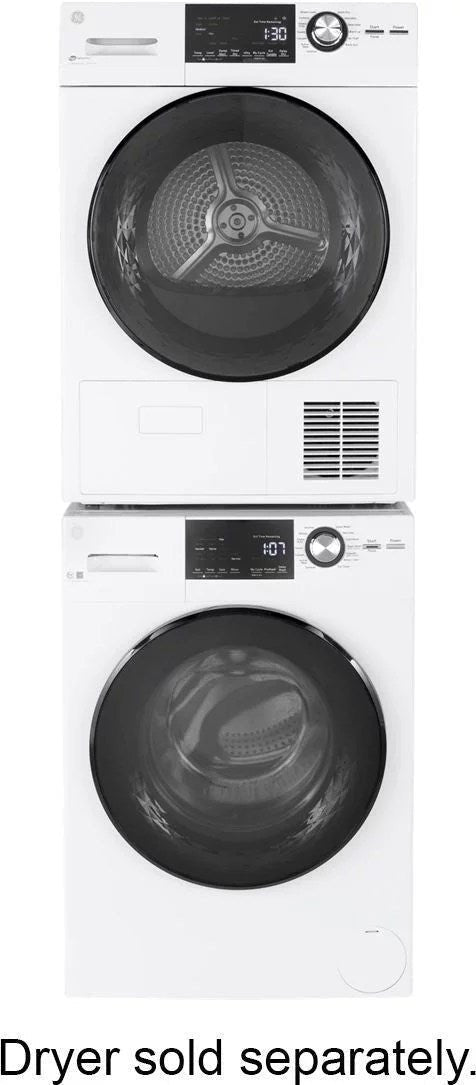GE – 2.4 Cu. Ft. High Efficiency Stackable Front Load Washer with Steam and Sanitize – White