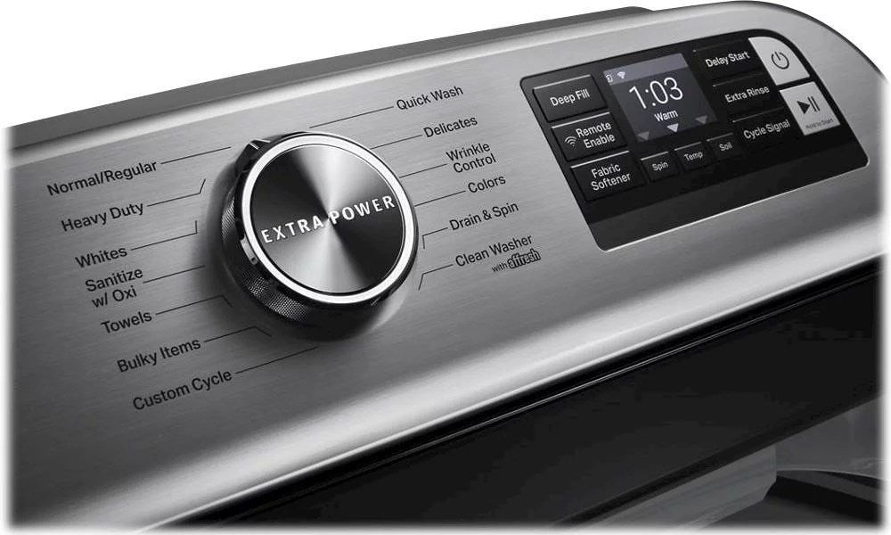 Maytag – 5.3 Cu. Ft. High Efficiency Smart Top Load Washer with Extra Power Button – White
