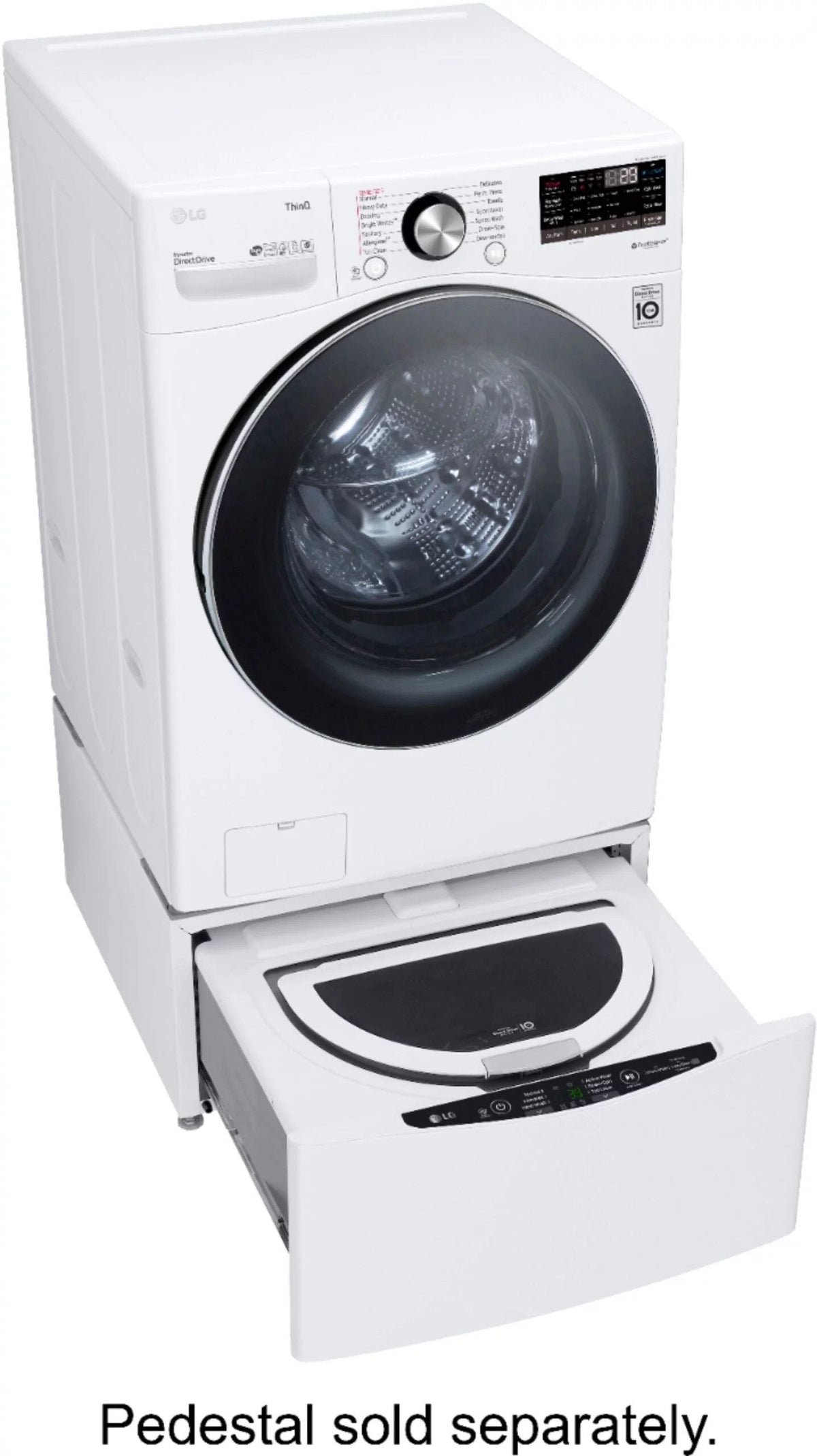 LG – 5.0 Cu. Ft. High-Efficiency Stackable Smart Front Load Washer with Steam and Built-In Intelligence – White