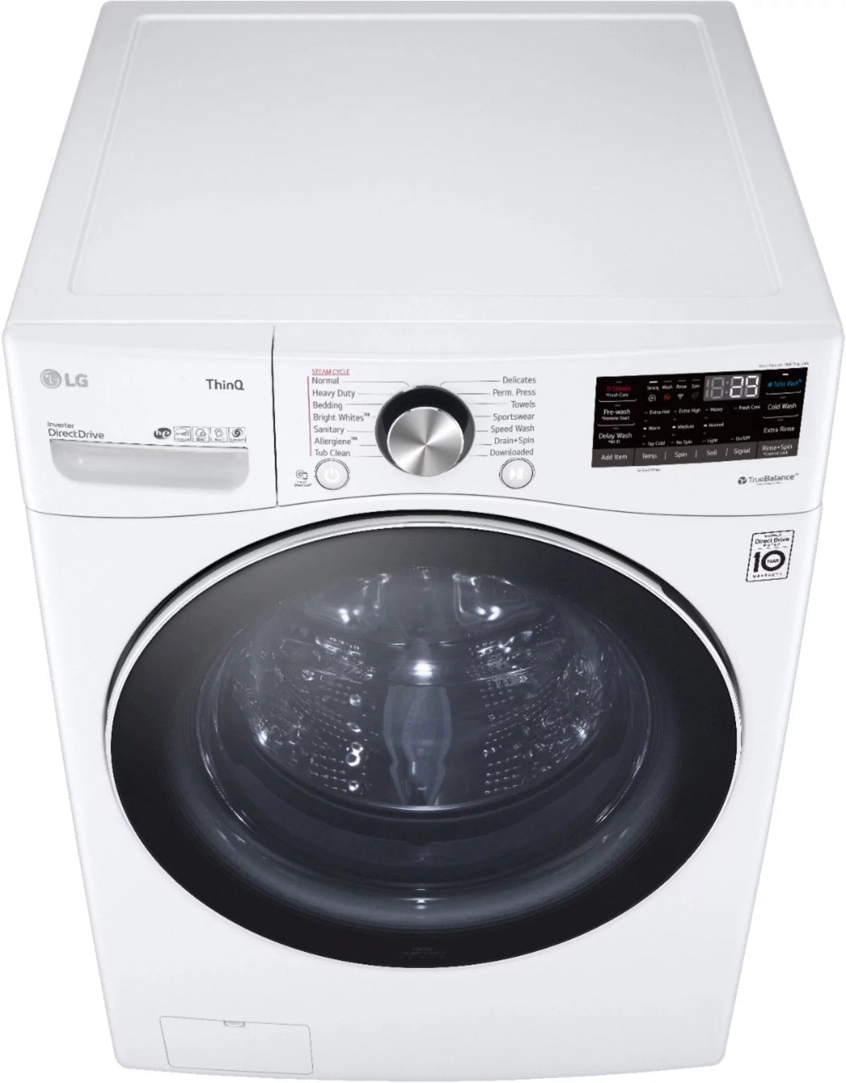 LG – 5.0 Cu. Ft. High-Efficiency Stackable Smart Front Load Washer with Steam and Built-In Intelligence – White