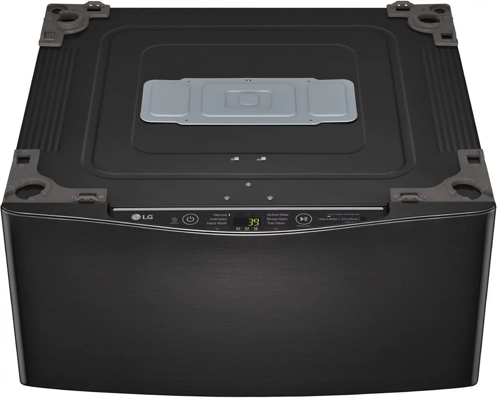 LG – SideKick 1.0 Cu. Ft. High-Efficiency Smart Top Load Pedestal Washer with 3-Motion Technology – Black steel