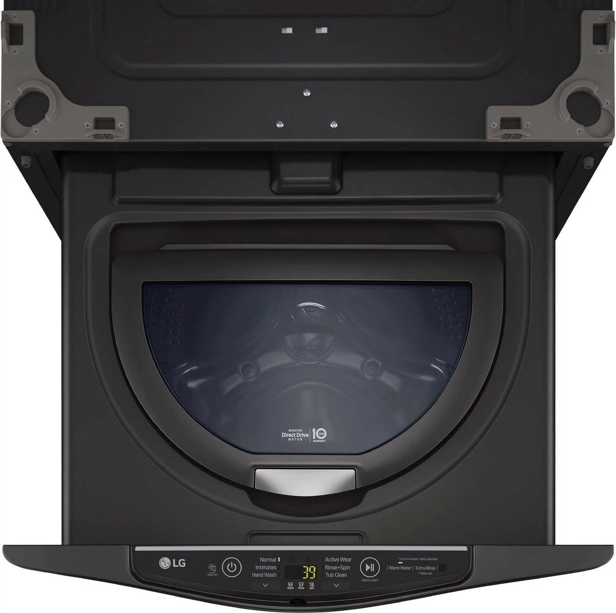 LG – SideKick 1.0 Cu. Ft. High-Efficiency Smart Top Load Pedestal Washer with 3-Motion Technology – Black steel