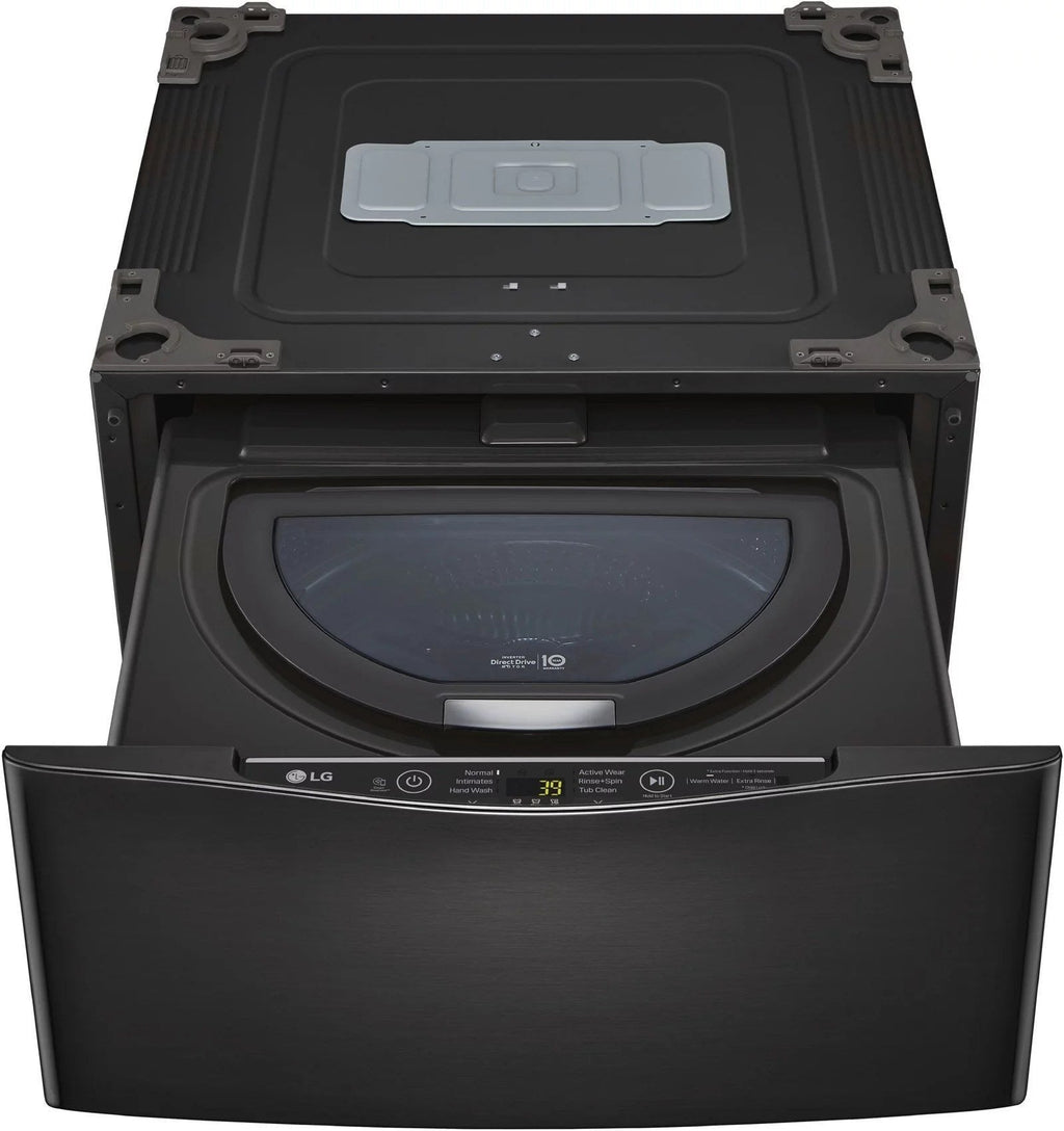 LG – SideKick 1.0 Cu. Ft. High-Efficiency Smart Top Load Pedestal Washer with 3-Motion Technology – Black steel