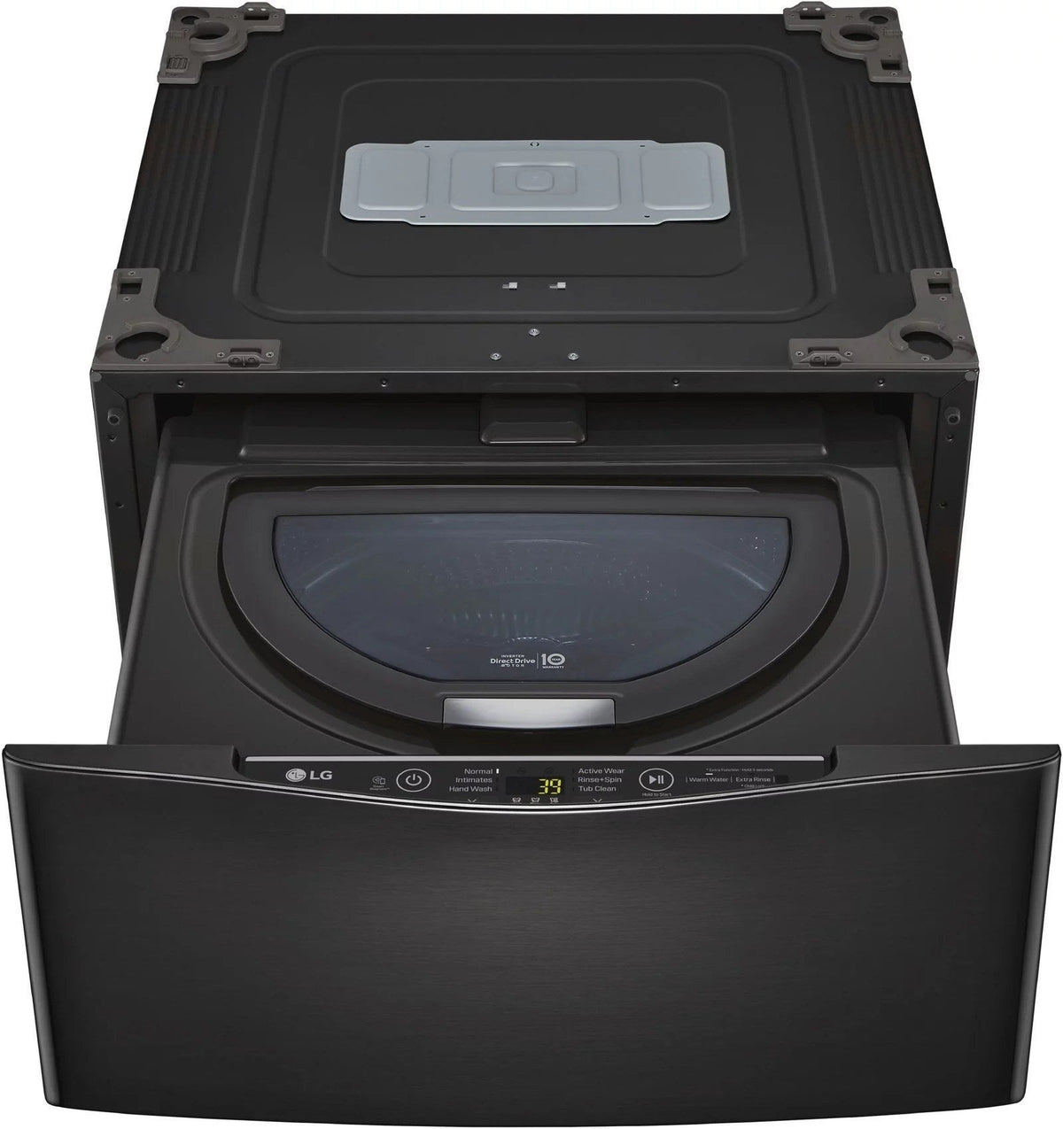 LG – SideKick 1.0 Cu. Ft. High-Efficiency Smart Top Load Pedestal Washer with 3-Motion Technology – Black steel
