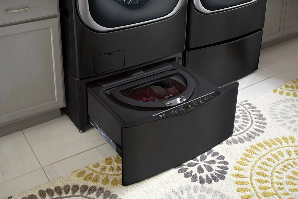LG – SideKick 1.0 Cu. Ft. High-Efficiency Smart Top Load Pedestal Washer with 3-Motion Technology – Black steel