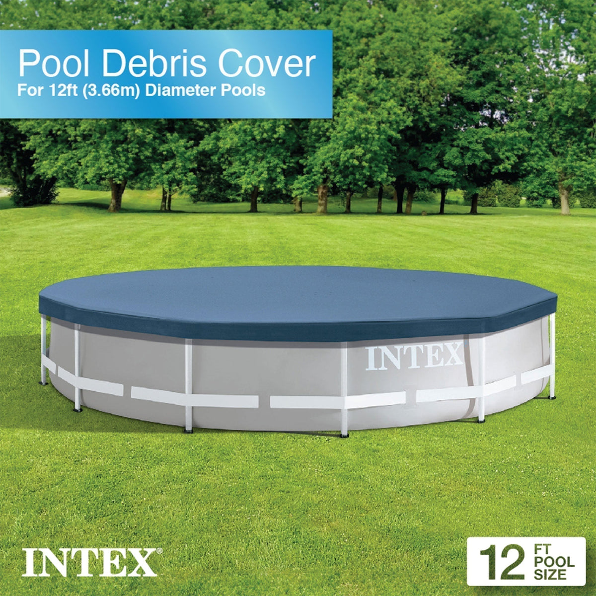 Intex 12' x 30" Metal Frame Above Ground Swimming Pool with Filter and Cover