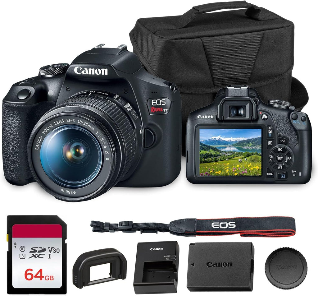 Canon EOS Rebel T7 DSLR Camera 24.1MP with Wi‑Fi/NFC + Bag & 64GB Card