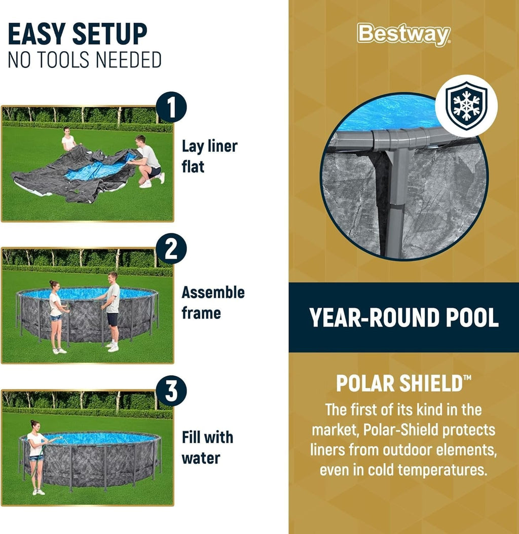 Bestway APX 365 18’x52″ Round Above Ground Swimming Pool Set with Pump & Ladder