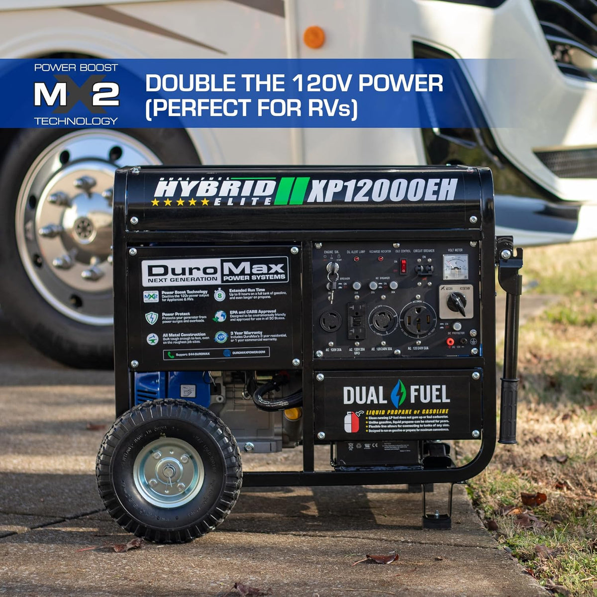 DuroMax XP13000EH Dual Fuel Portable Generator 13000 Watt Gas