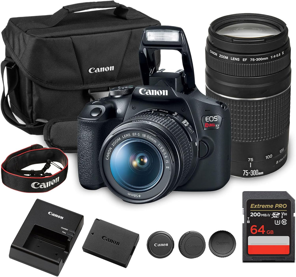 Canon EOS Rebel T7 DSLR Camera with 18-55mm & 75-300mm Lens Kit