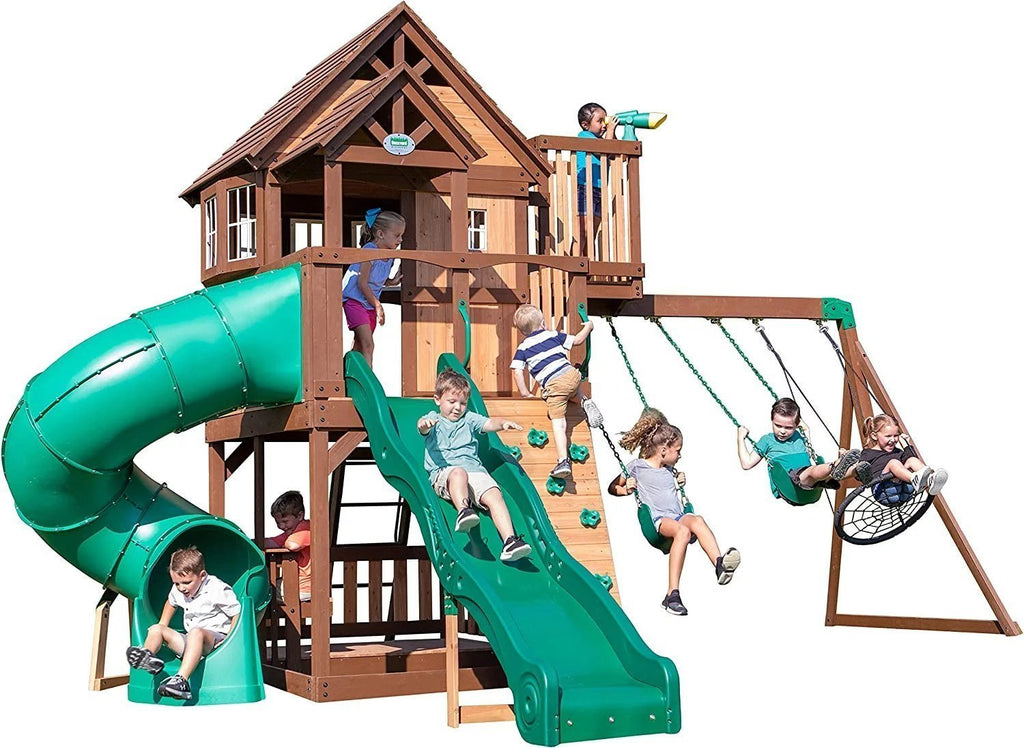 Backyard Discovery Skyfort III Cedar Swing Set w/ Tube Slide – DIY