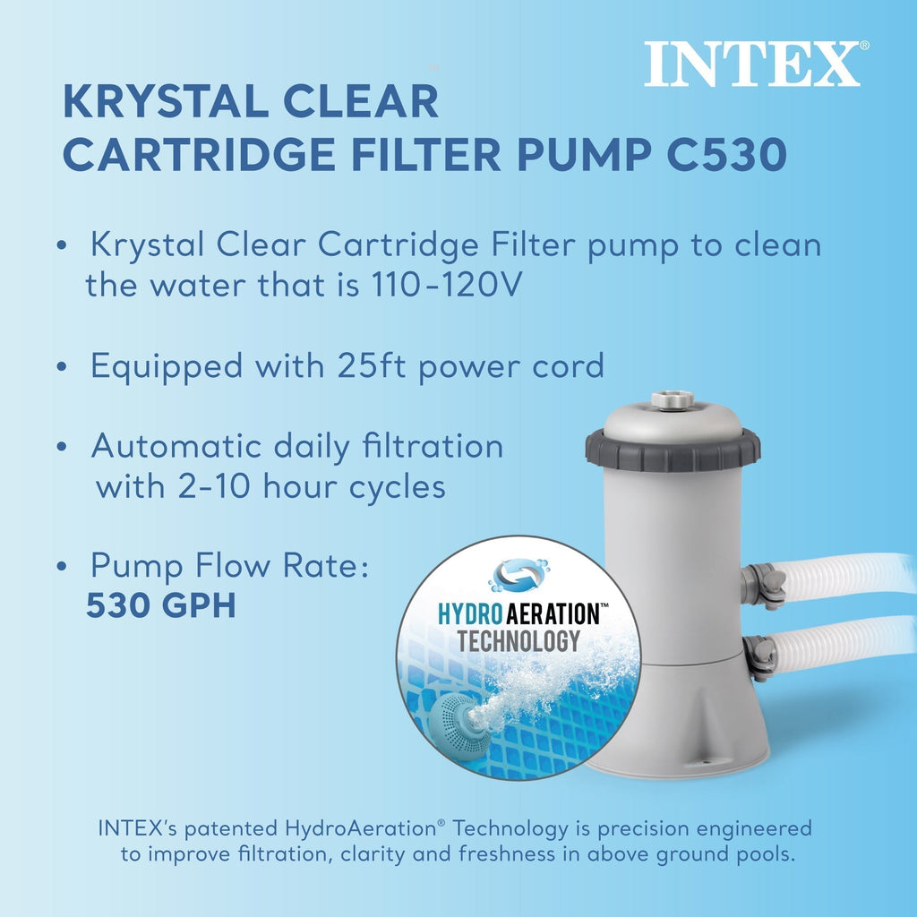 INTEX 12' x 30" Metal Frame Above Ground Pool, Filter, Cover, & Maintenance Kit
