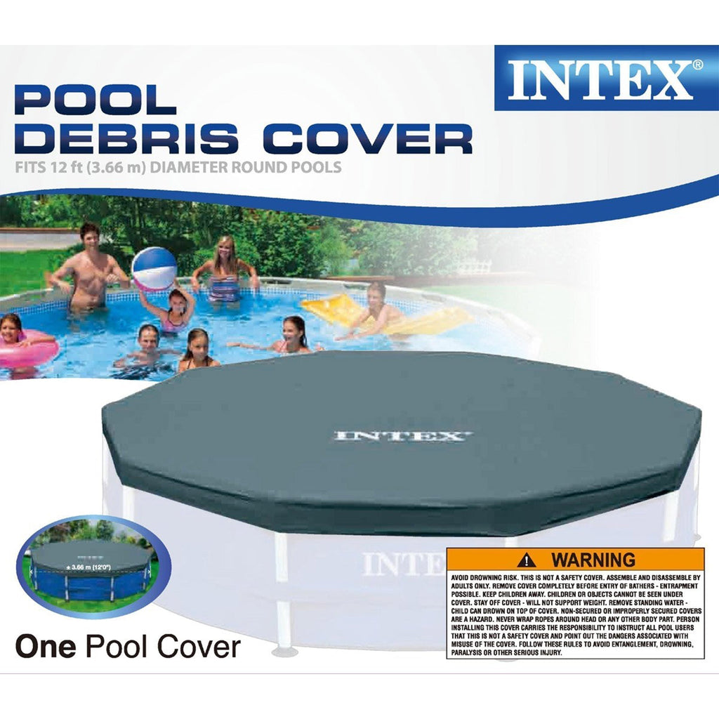 Intex 12 Foot x 30 In. Above Ground Pool & Intex 12 Foot Round Pool Cover
