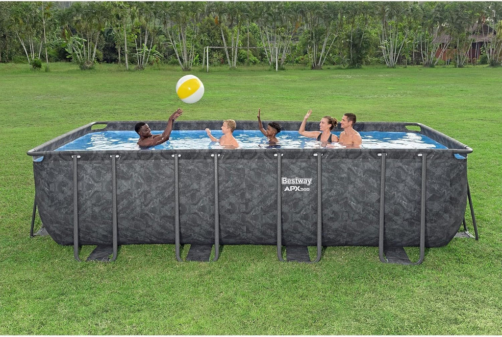 Bestway APX 365 18′ x 9′ x 52″ Rectangular Above Ground Swimming Pool