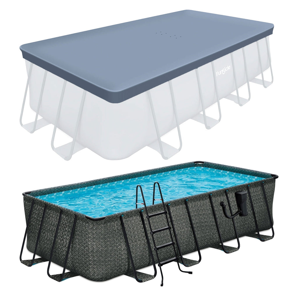 Funsicle 18' x 9' x 52" Oasis Rectangular Swimming Pool Set with 18' Cover
