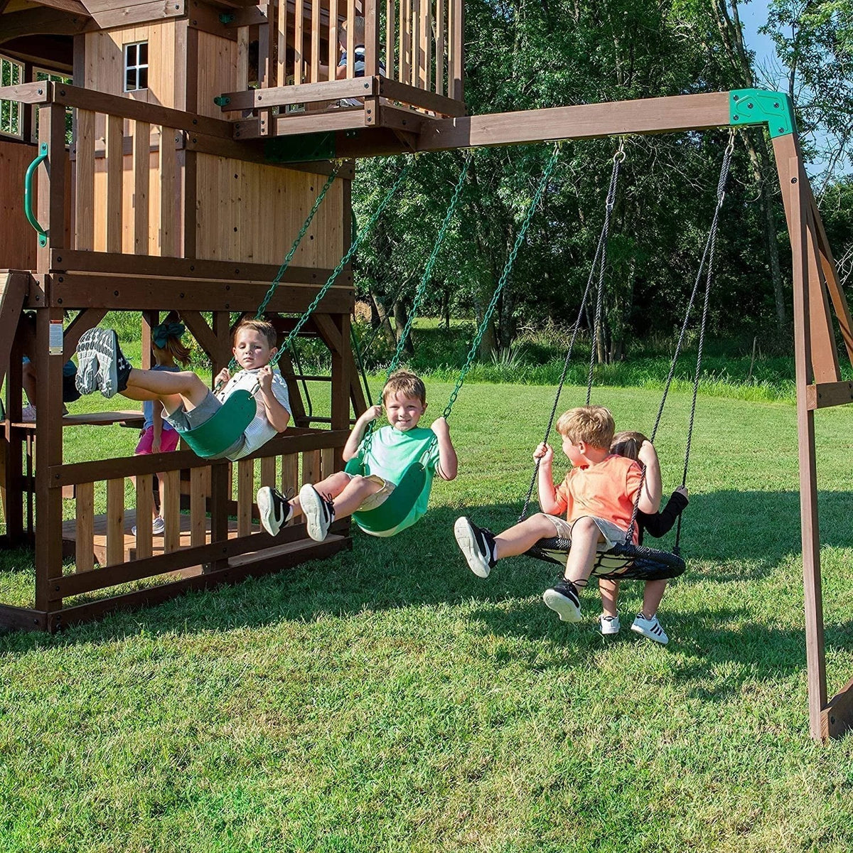 Backyard Discovery Skyfort III Cedar Swing Set w/ Tube Slide – DIY