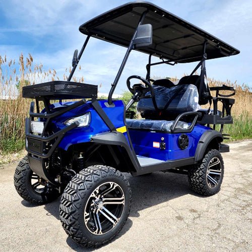 48V Electric Golf Cart 4 Seater Lifted Renegade+ Edition Utility Golf UTV Compare To Coleman Kandi 4p – Blue