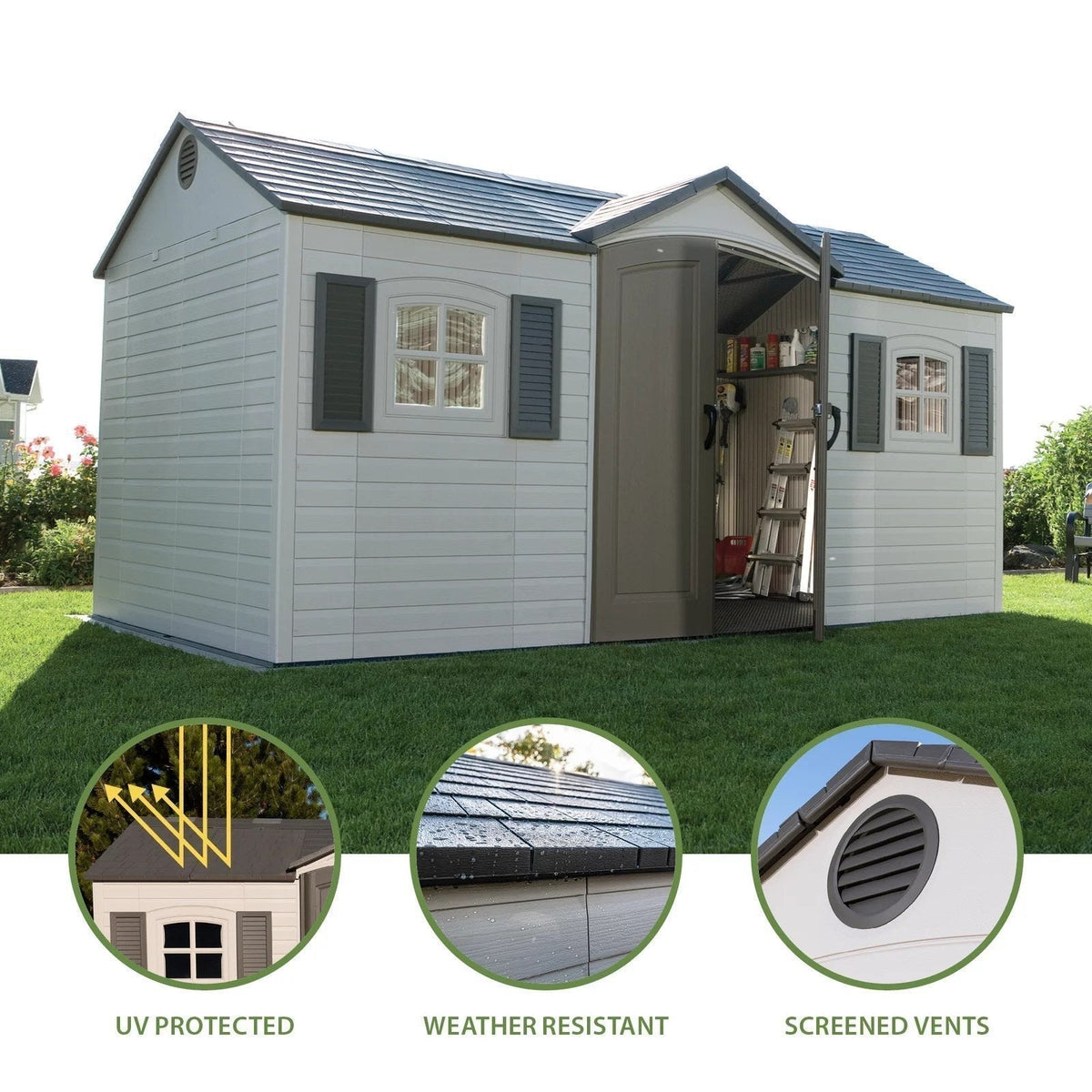 Lifetime Storage Shed: lifetime Garden Building Shed – 15′ X 8′ – Gray