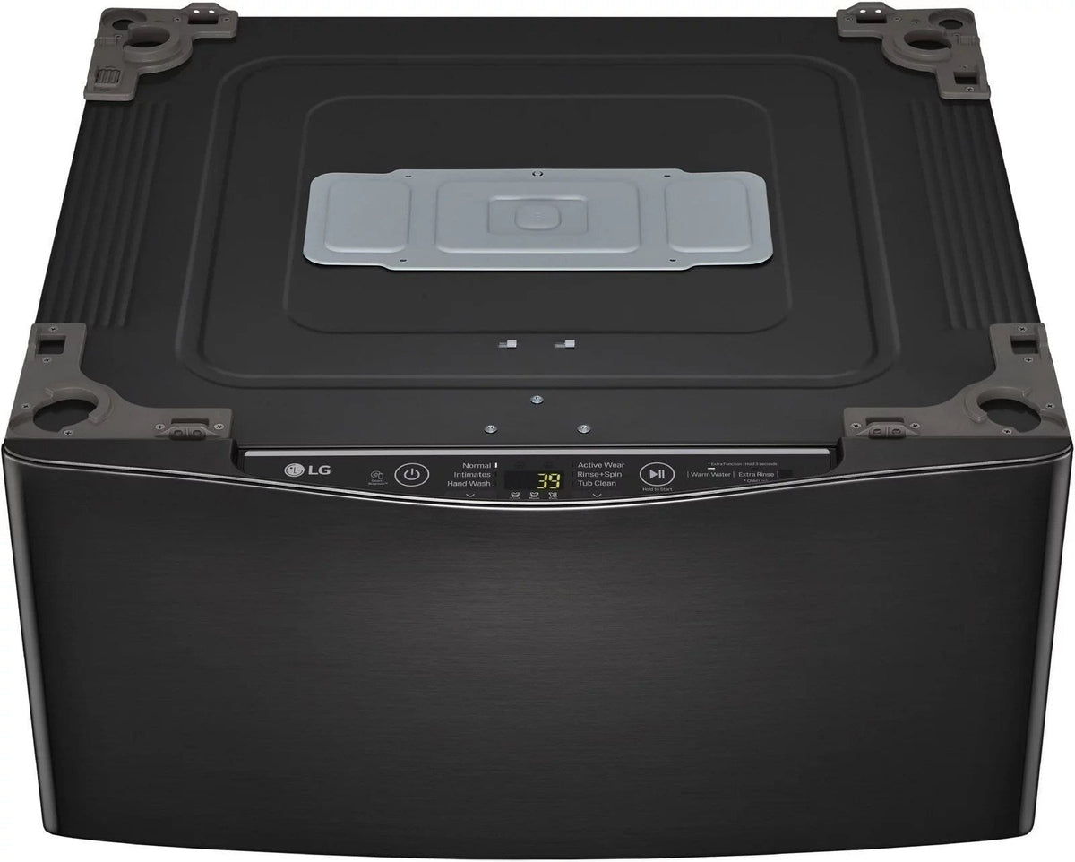 LG – SideKick 1.0 Cu. Ft. High-Efficiency Smart Top Load Pedestal Washer with 3-Motion Technology – Black steel