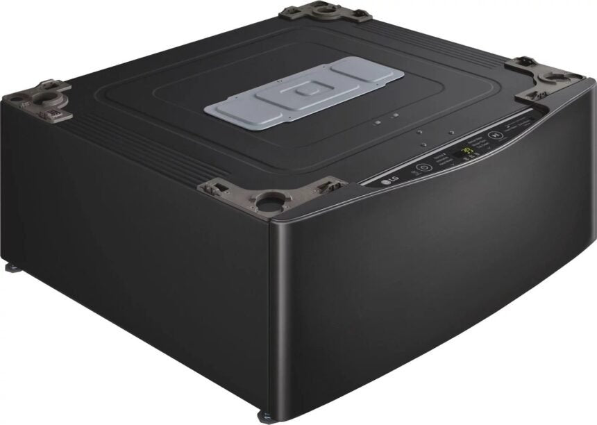 LG – SideKick 1.0 Cu. Ft. High-Efficiency Smart Top Load Pedestal Washer with 3-Motion Technology – Black steel