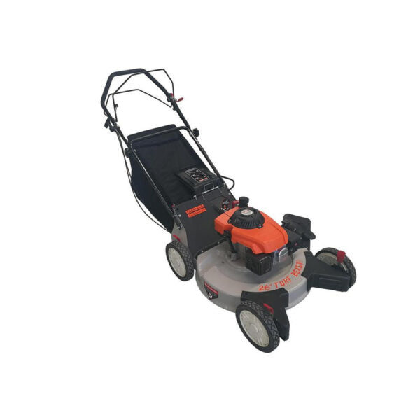26 in. 208 cc Gas Walk Behind 3-In-1 Wide Area Self Propelled Lawn Mower, Rear Wheel Drive with Blade Brake Clutch