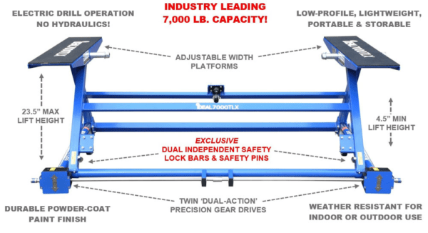 IDEAL TLX-7000 7,000LB. PORTABLE AUTO LIFT