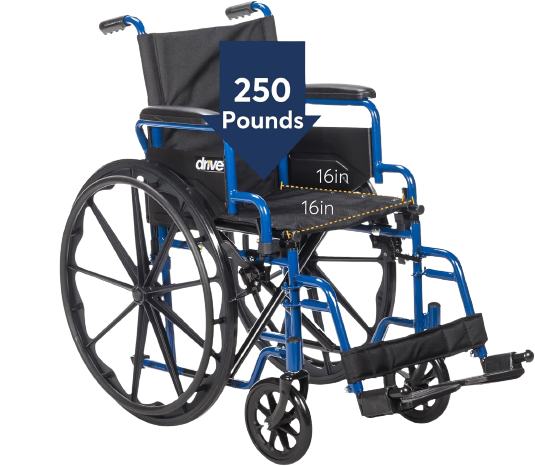 Drive Medical Blue Streak Wheelchair with Flip Back Desk Arms