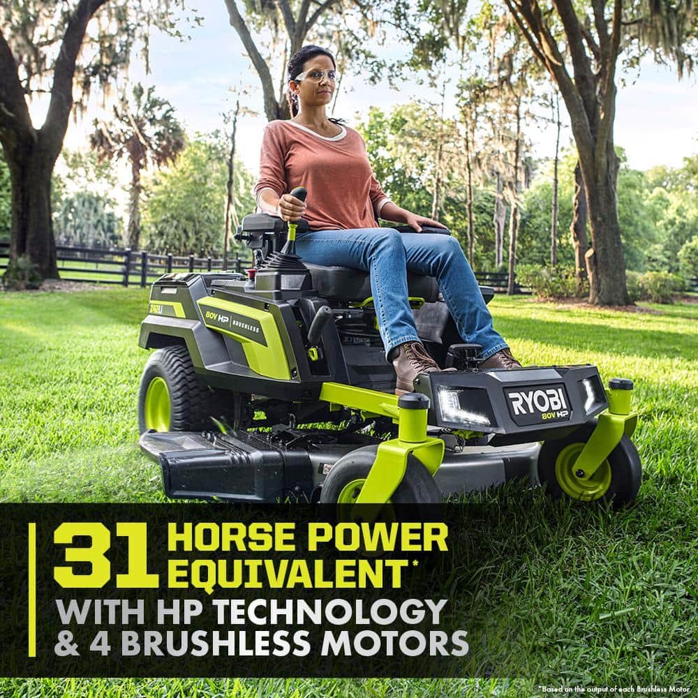 RYOBI 80V HP Brushless 42 in. Battery Electric Cordless Zero Turn Riding Mower Batteries and Charger 80V Batteries 40V