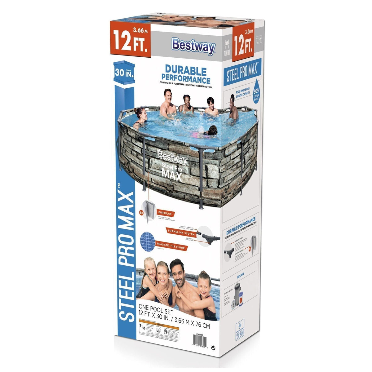 Bestway 12′ x 30″ Steel Pro Max Round Above Ground Swimming Pool