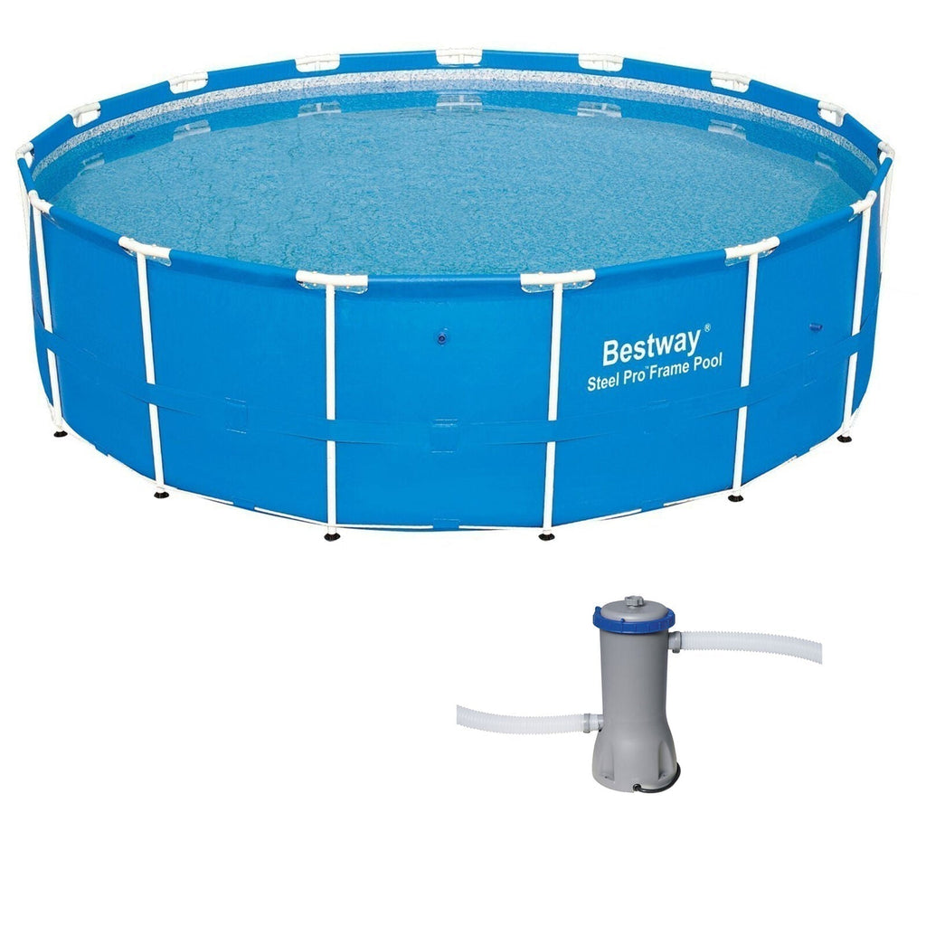 Bestway 15ft x 48in Steel Pro Frame Above Ground Pool w/Cartridge Filter Pump