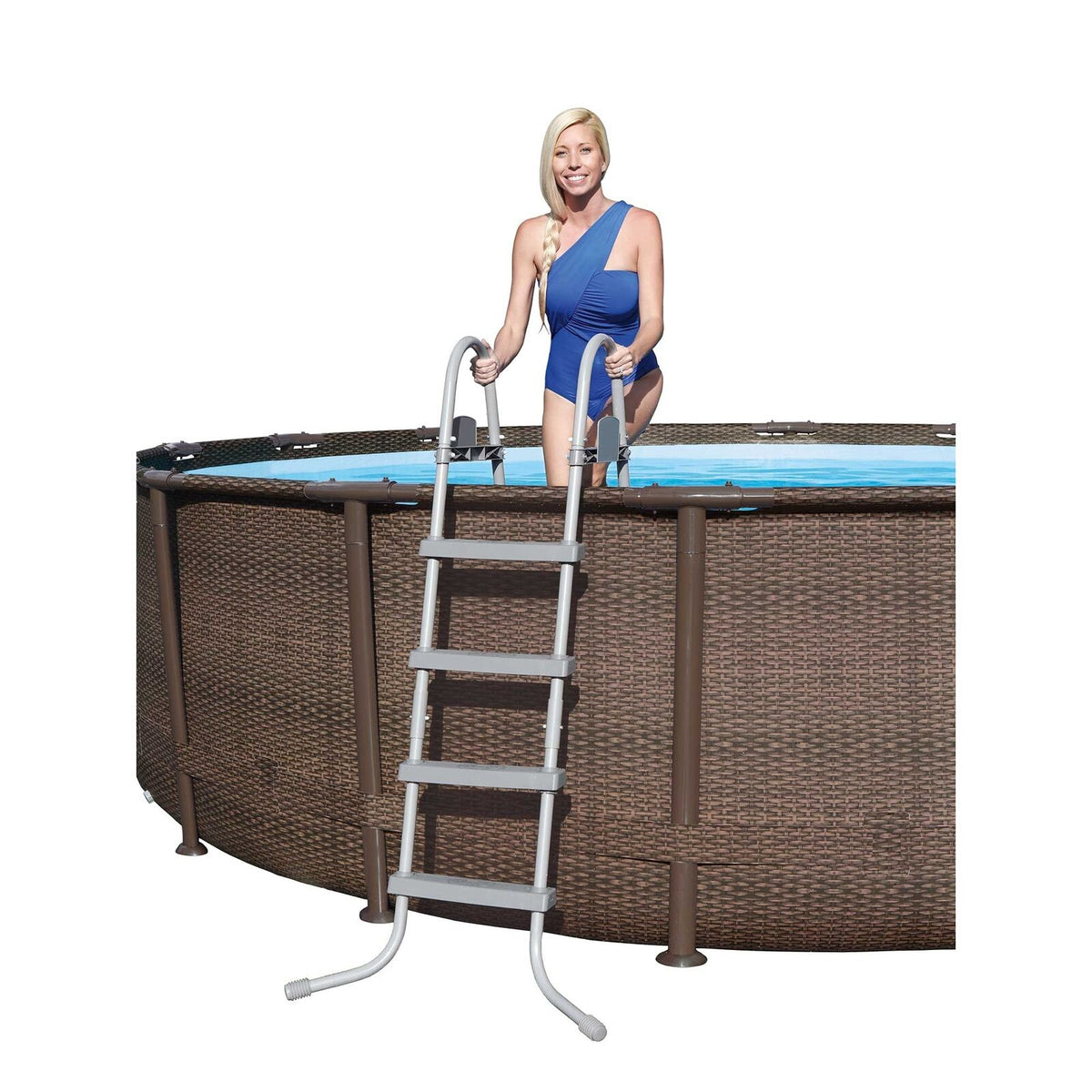 Bestway Power Steel 14′ x 42″ Above Ground Outdoor Swimming Pool Set with Pump
