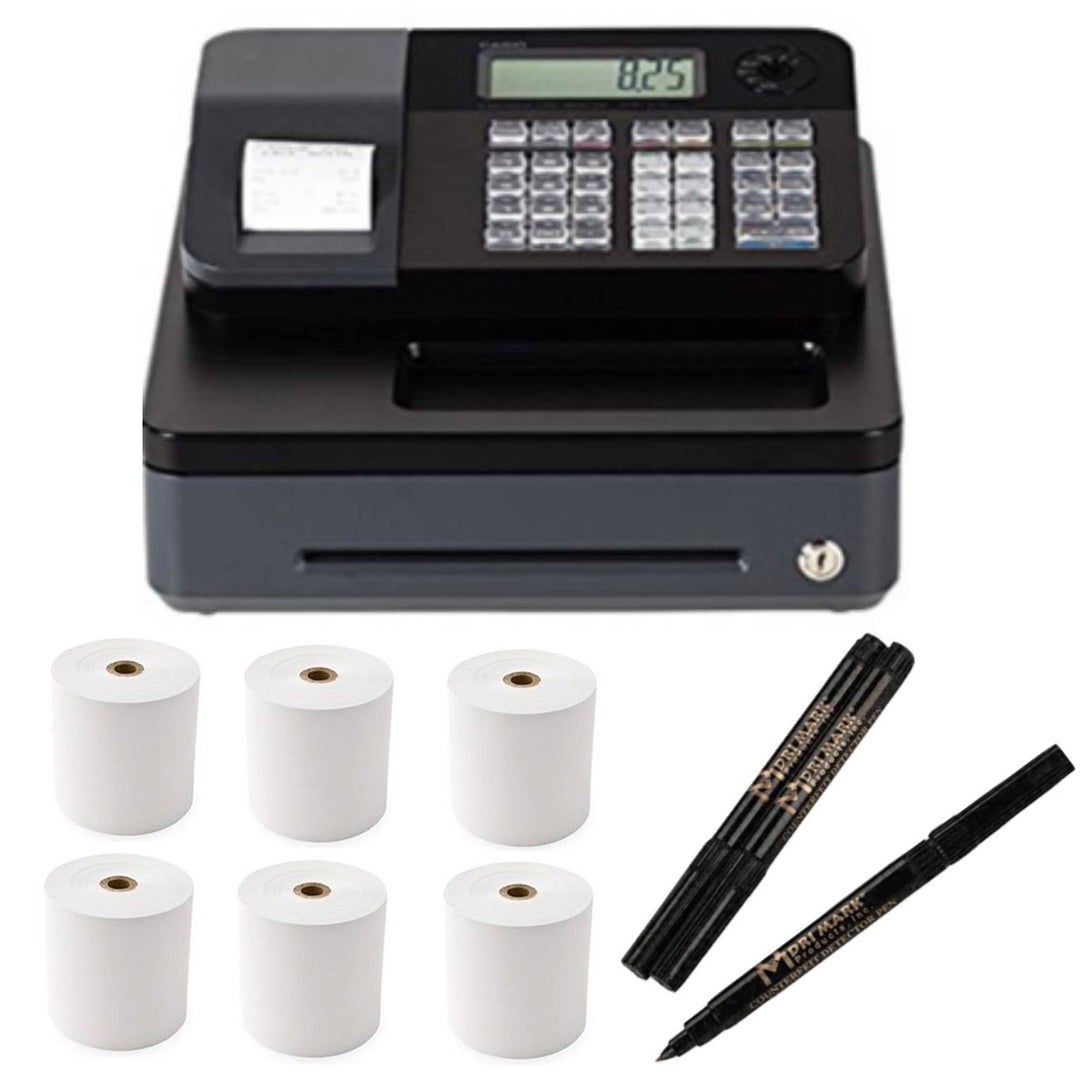 Casio Electronic Cash Register PCRT273 w/ Counterfeit Detector Pen & Paper